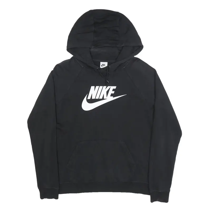 Nike Mens Black Pullover Hoodie M Cotton Blend Sports Sweatshirt Casual 1
