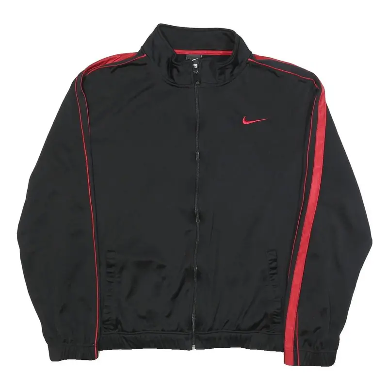 Nike Mens Black & Red Jacket L Polyester Zip Plain Sports Casual Wear 1