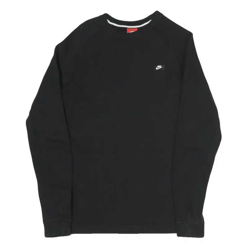 Nike Mens Black S Crew Neck Cotton Blend Sweatshirt Logo Patch 1