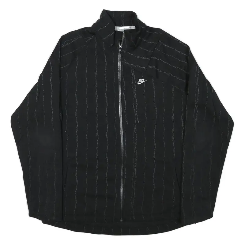 Nike Mens Black Track Jacket L Polyester Blend Zip Plain Casual Sportswear 1
