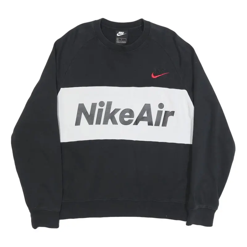 Nike Mens Black & White Nike Air Crew Neck M Sweatshirt Cotton Blend Casual 1