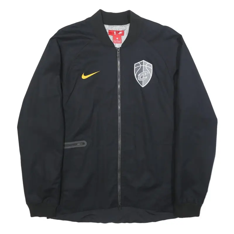 Nike Mens Black Yellow Cleveland Cavaliers Jacket M Cotton Blend Zip Nba 1