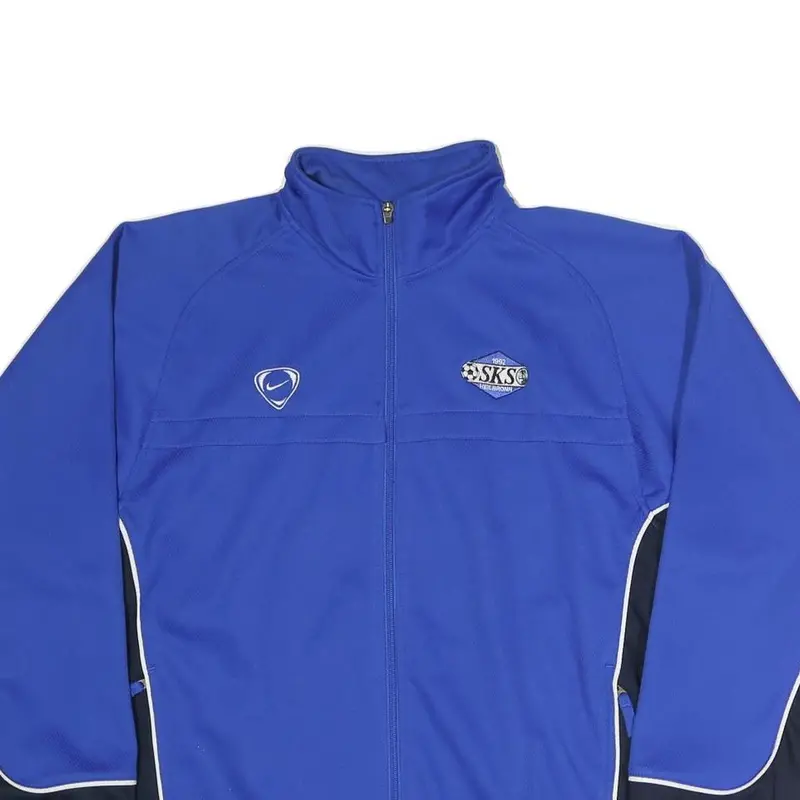Nike Mens Blue & Black Track Jacket L Polyester Blend Zip Sports Football Sks 2