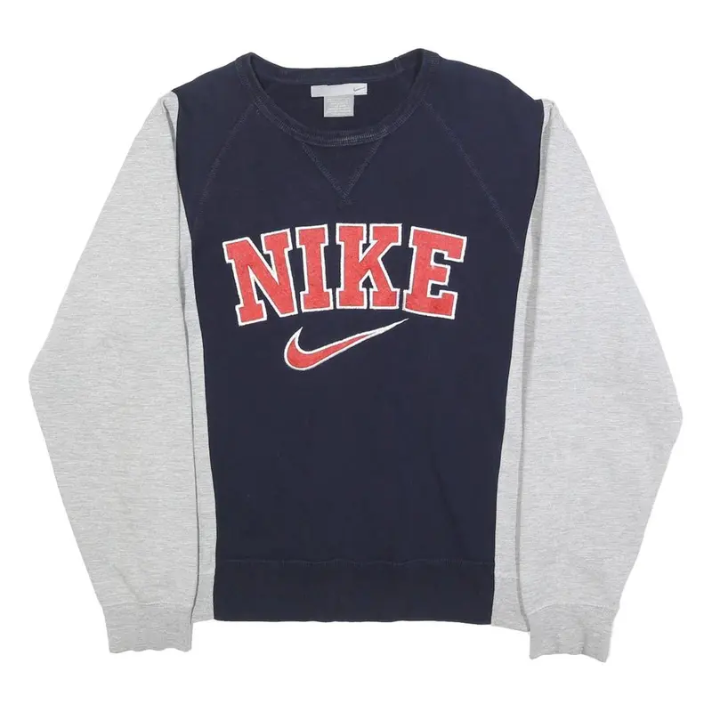 Nike Mens Blue & Grey Sweatshirt Crew Neck S Cotton Blend Casual Retro 1