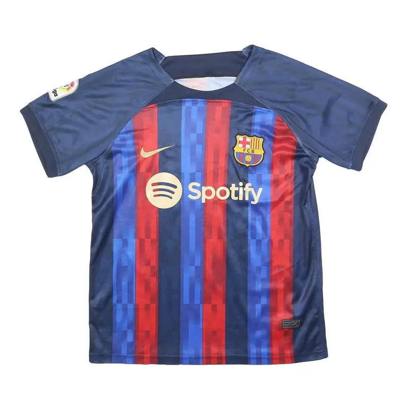 Nike Mens Blue Red Barcelona Football Shirt S Short Sleeve Crew Neck Lewandowski 1