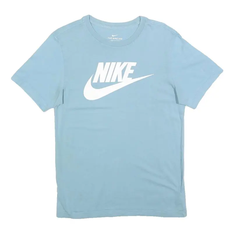Nike Mens Blue Slogan T-Shirt S Short Sleeve Crew Neck Cotton Blend Casual 1