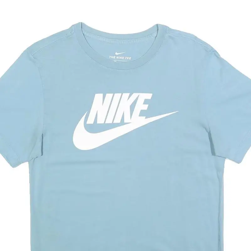 Nike Mens Blue Slogan T-Shirt S Short Sleeve Crew Neck Cotton Blend Casual 2