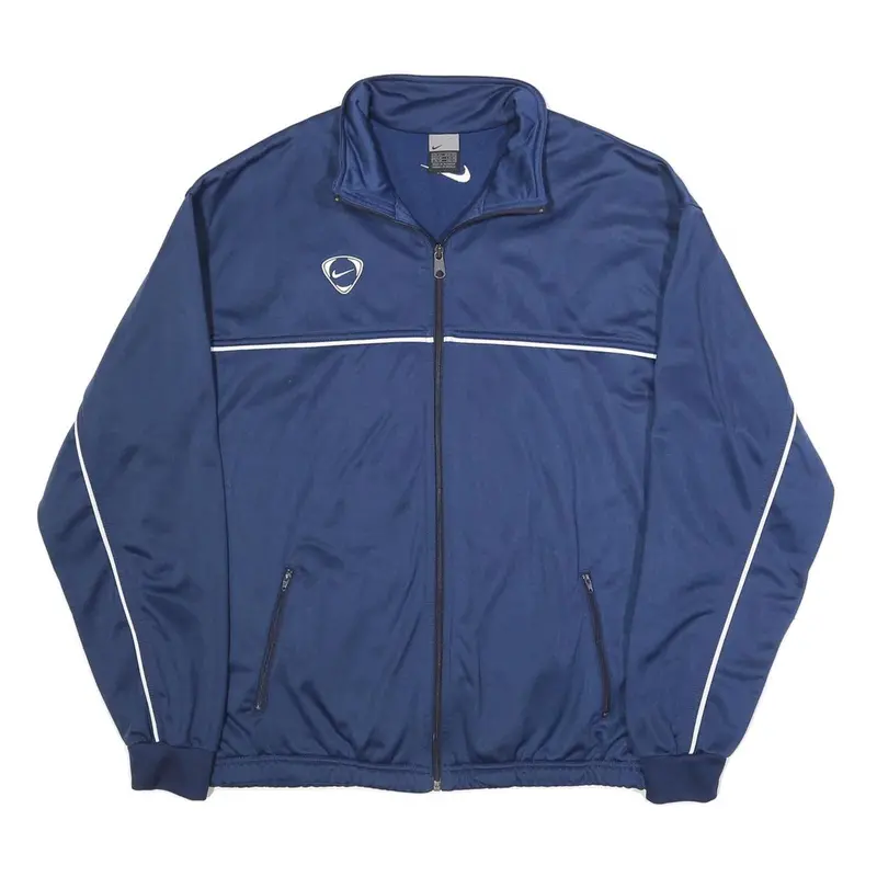 Nike Mens Blue Sports Jacket Xl Polyester Zip Track Plain Activewear 1
