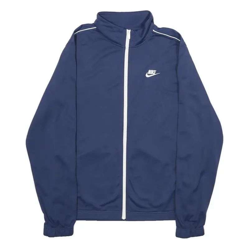 Nike Mens Blue & White Track Jacket S Polyester Plain Zip Athletic Sportswear 1