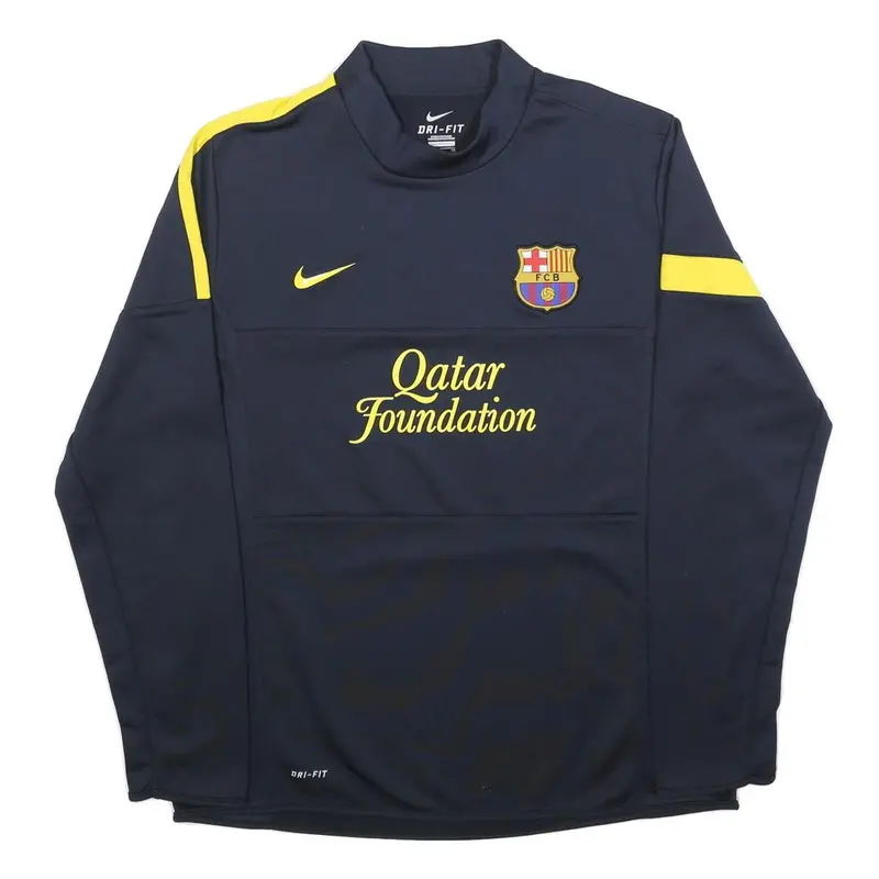 Nike Mens Blue & Yellow Football Sweatshirt Crew Neck Xl Qatar Foundation 1
