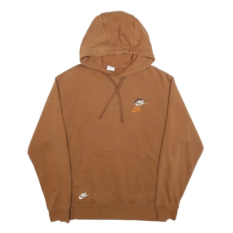Nike Mens Brown Hoodie M Cotton Blend Pullover Stylish Logos 1