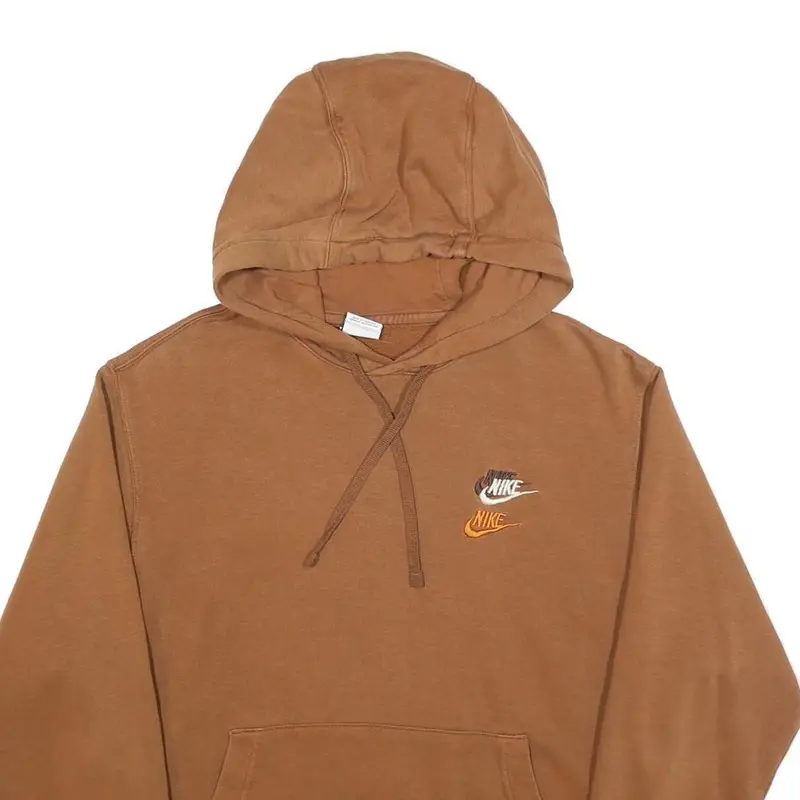 Nike Mens Brown Hoodie M Cotton Blend Pullover Stylish Logos 2