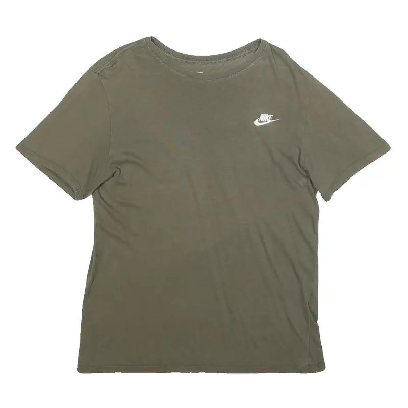 Nike Mens Green Cotton Blend T-Shirt M Short Sleeve Crew Neck Logo Print 1