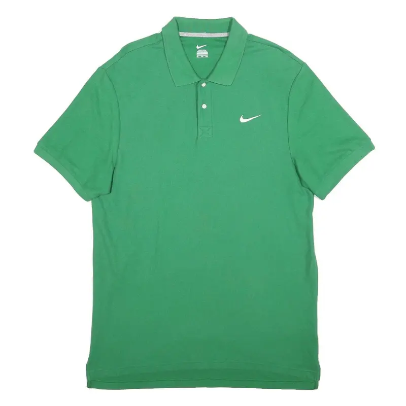 Nike Mens Green Polo Shirt Xl Cotton Blend Short Sleeve Plain Casual Golf 1