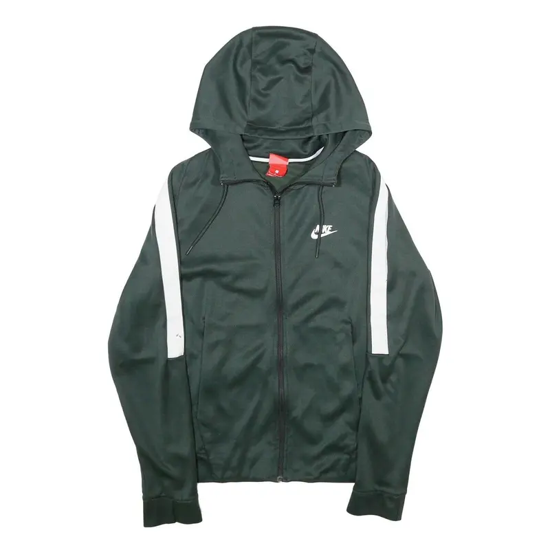 Nike Mens Green & White Hooded Zip Up Hoodie S Sports Casual Activewear 1
