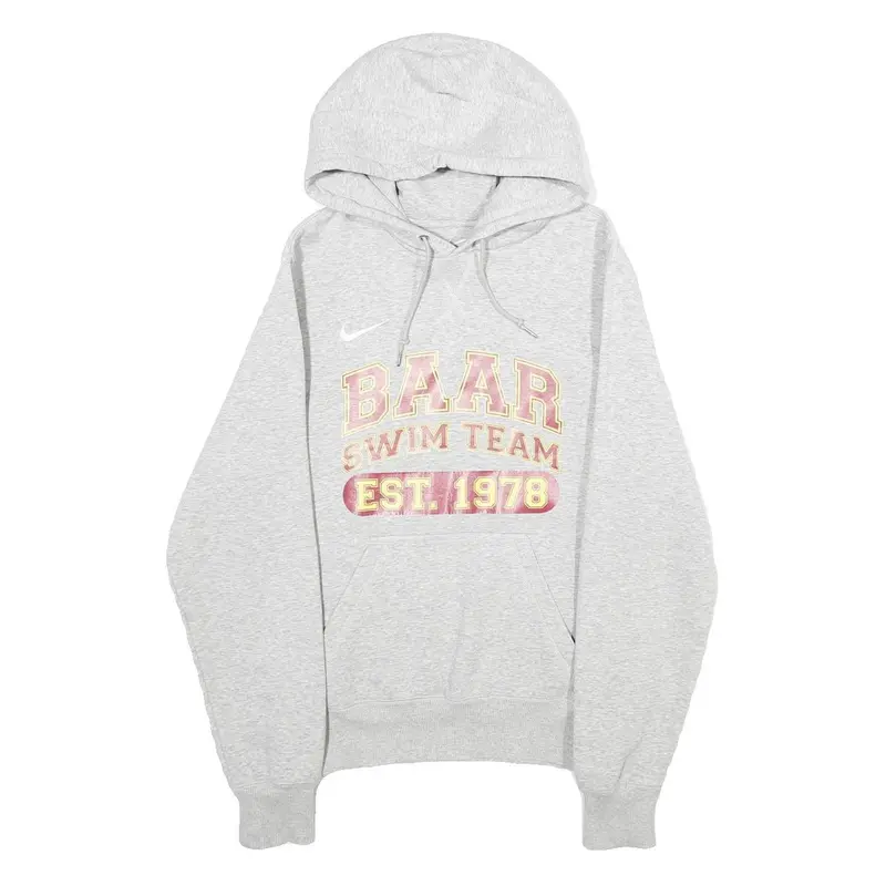 Nike Mens Grey Baar Swim Team Cotton Blend Hoodie S Casual Pullover 1