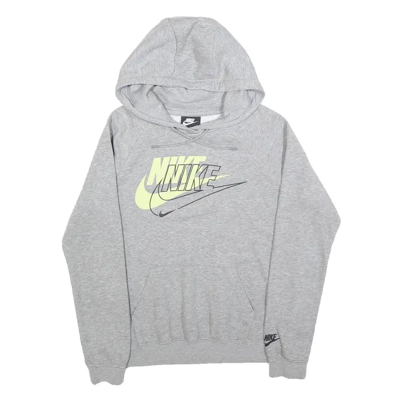 Nike Mens Grey Cotton Blend Hoodie Xs Logo Graphic Pullover Sweatshirt 1