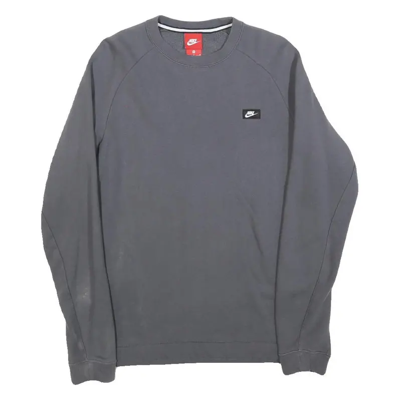 Nike Mens Grey Crew Neck Long Sleeve Pullover Sweatshirt M Cotton Blend Jersey 1