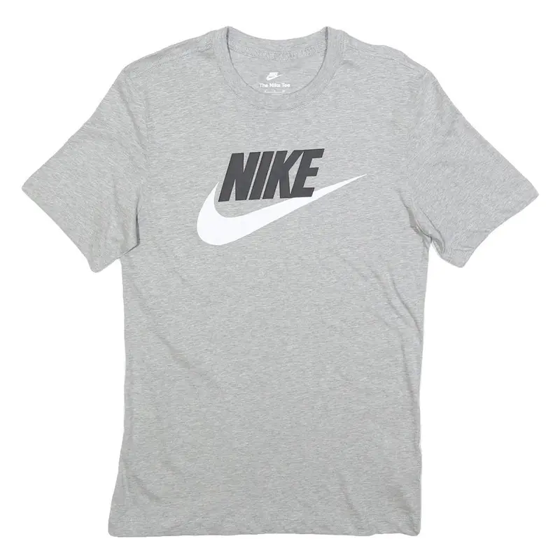 Nike Mens Grey Crew Neck Short Sleeve S Cotton Graphic T-Shirt Sweat Casual 1