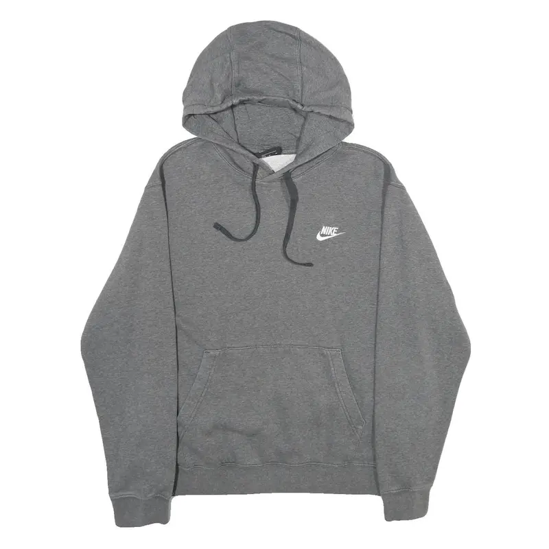 Nike Mens Grey Hoodie M Cotton Blend Pullover Drawstring Hood Sweatshirt 1