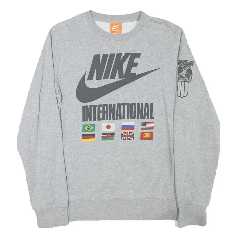 Nike Mens Grey International Crew Neck S Cotton Blend Sweatshirt 1