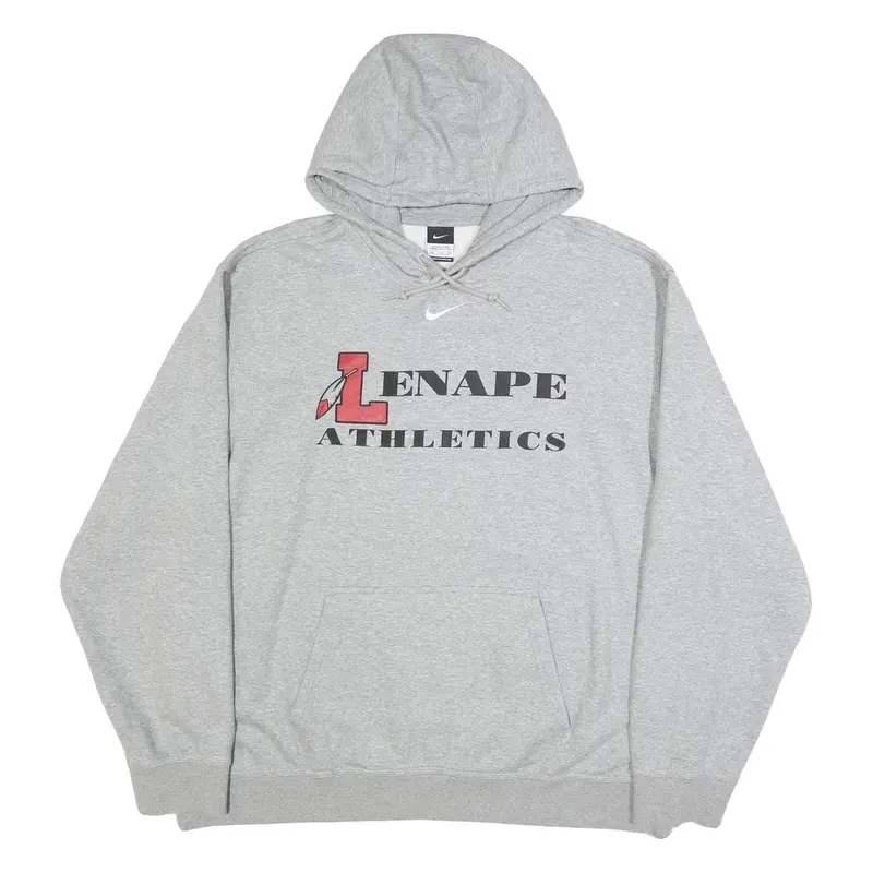 Nike Mens Grey Lenape Athletics Pullover Hoodie 2Xl Cotton Blend 1