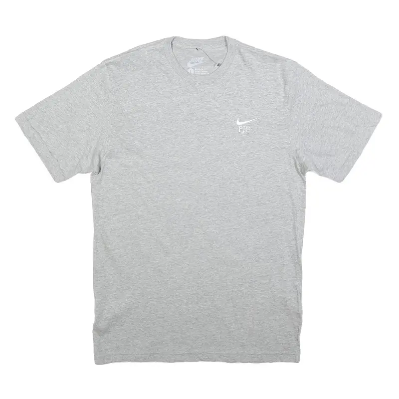 Nike Mens Grey Pjc Logo Crew Neck Short Sleeve T-Shirt L Cotton Blend Casual 1