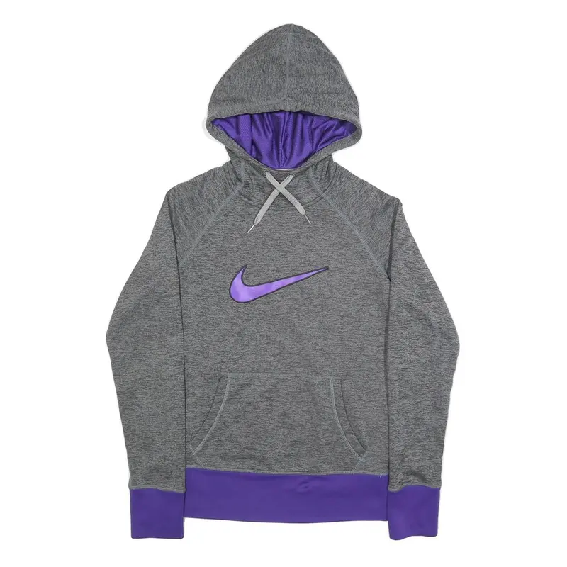 Nike Mens Grey & Purple Pullover Hoodie Xs Therma-Fit Sports Sweatshirt 1