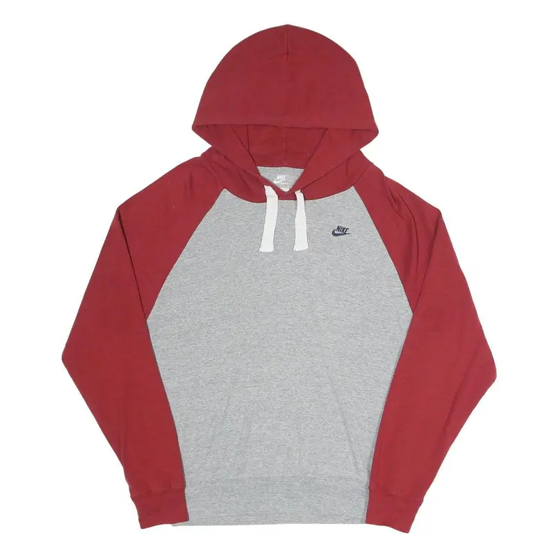Nike Mens Grey & Red Hooded Pullover Hoodie S Casual Cotton Blend 1