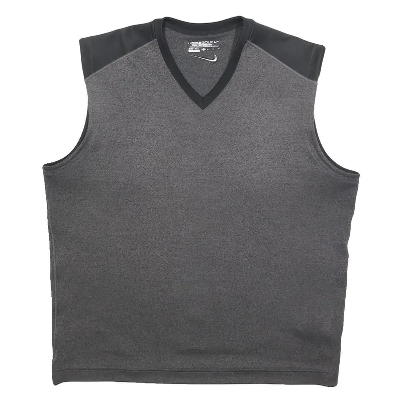 Nike Mens Grey V-Neck Golf Sleeveless Sweatshirt Xl Lightweight Pullover 1