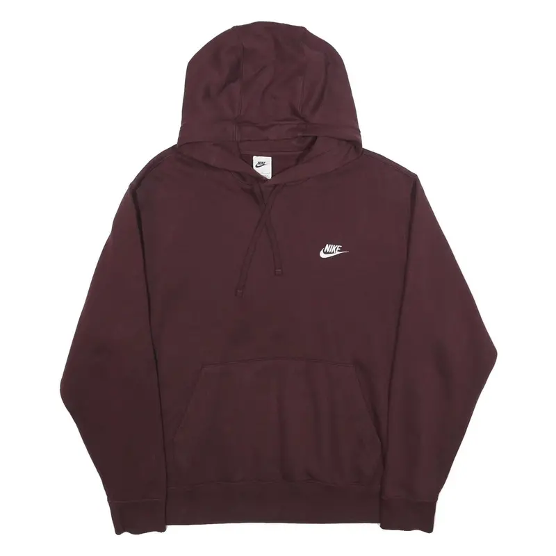 Nike Mens Maroon Pullover Hoodie L Cotton Casual Sportswear 1