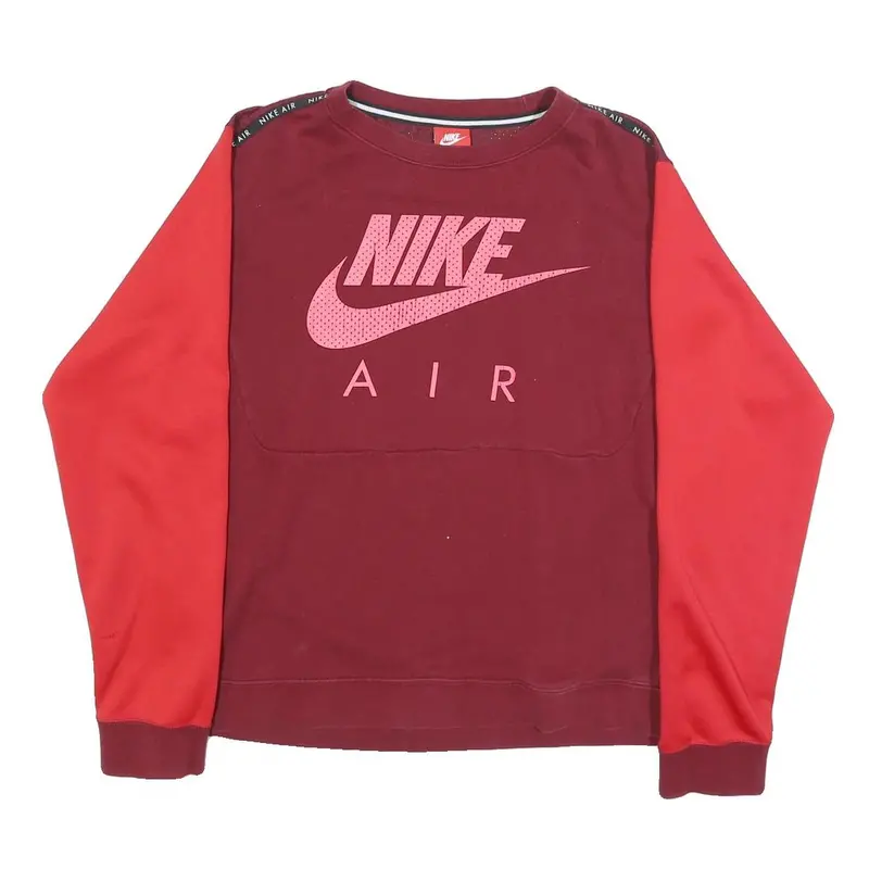 Nike Mens Maroon & Red Crew Neck L Cotton Blend Sweatshirt Pullover Air Logo 1