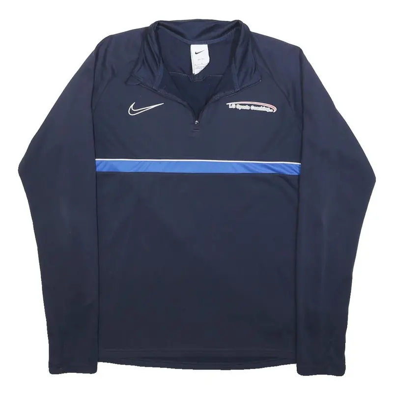 Nike Mens Navy Blue Sports Coaching 1/4 Zip M Sweatshirt Activewear 1