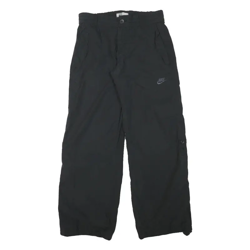 Nike Mens Polyester Blend Black Relaxed Straight Trousers W30 L31 Zip Closure 1