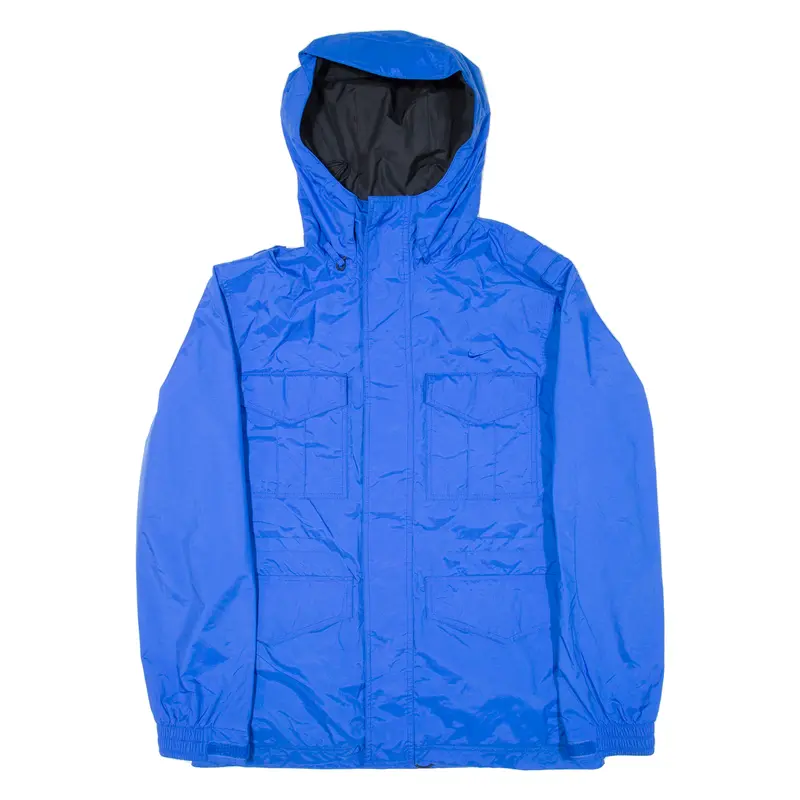 Nike Mens Rain Jacket Blue Nylon Hooded S 1