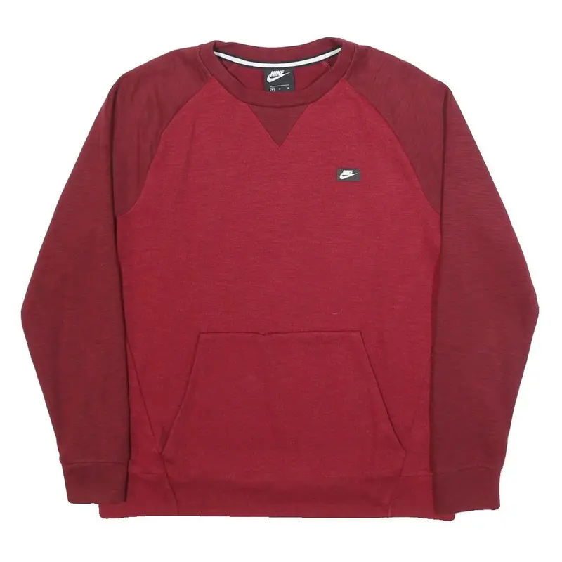 Nike Mens Red & Burgundy Crew Neck M Cotton Blend Sweatshirt Casual Pullover 1
