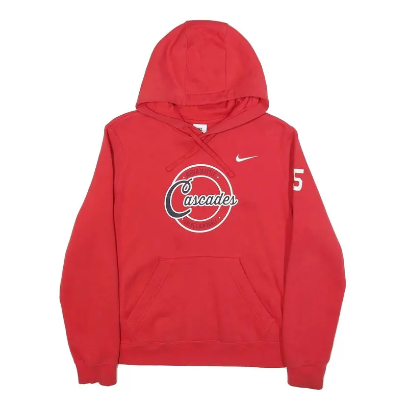 Nike Mens Red Cascades Pullover Hoodie L Soft Cotton Blend Sports Sweatshirt 1