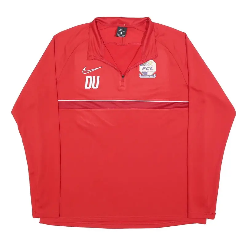 Nike Mens Red Dri-Fit 1/4 Zip Sweatshirt Xl Football Club Training Top 1