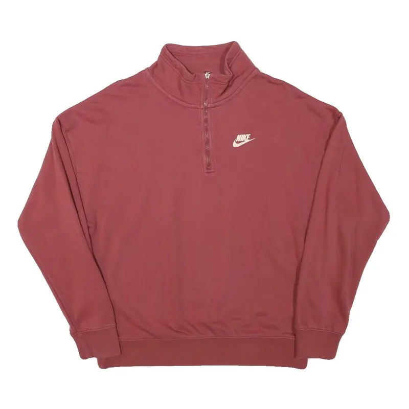 Nike Mens Red Half Zip Xs Sweatshirt Cotton Blend Sports Casual Pullover 1