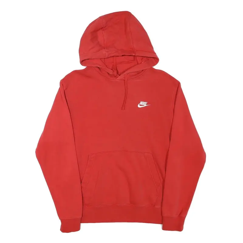 Nike Mens Red Hoodie S S Logo Cotton Blend Pullover Sweatshirt 1