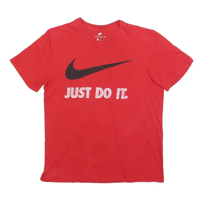 Nike Mens Red Just Do It Graphic T-Shirt L Short Sleeve Crew Neck Cotton Blend 1