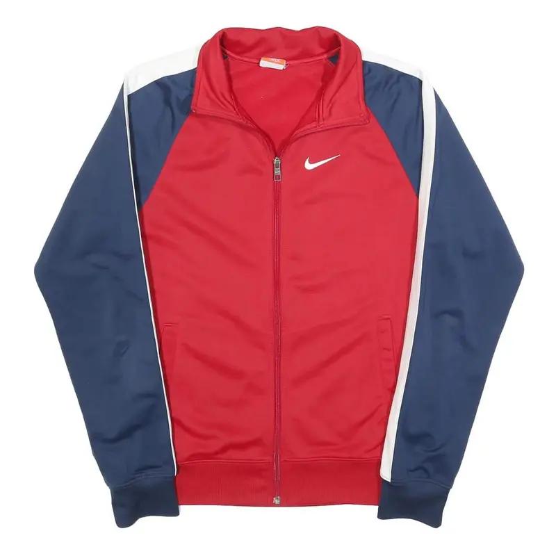 Nike Mens Red & Navy Blue Track Jacket S Polyester Zip Plain Sportswear 1