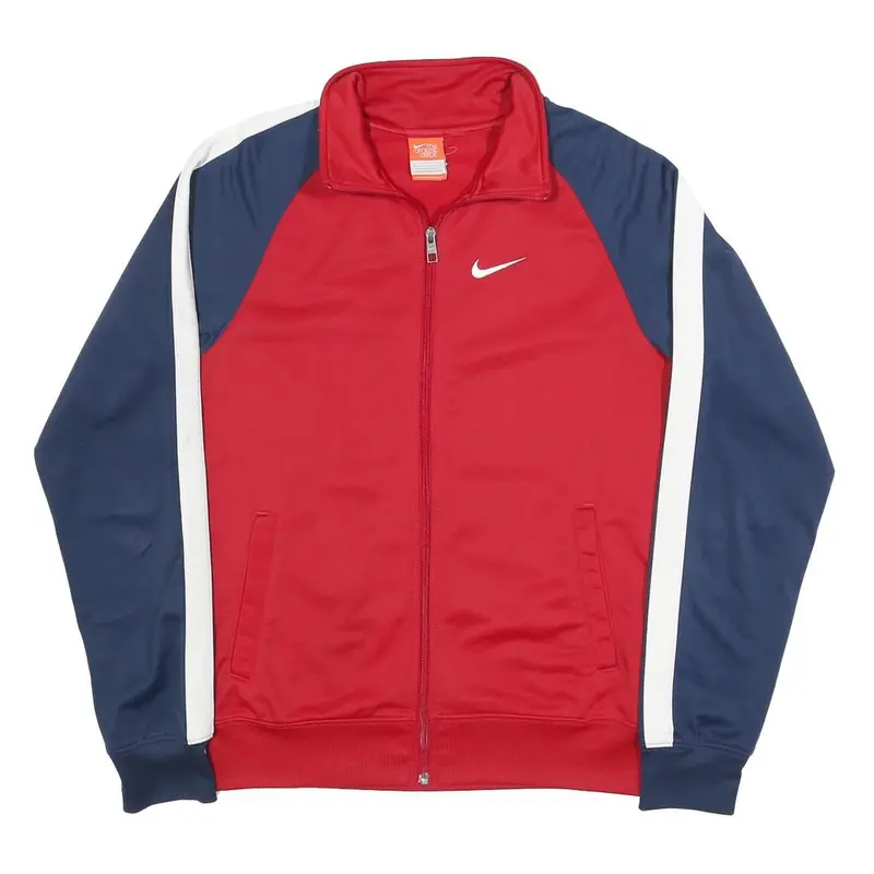 Nike Mens Red & Navy Track Jacket S Polyester Zip Plain Sportswear Casual 1