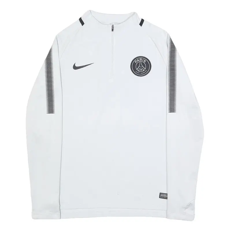 Nike Mens White Paris Saint Germain 1/4 Zip Sweatshirt S Athletic Sportswear 1