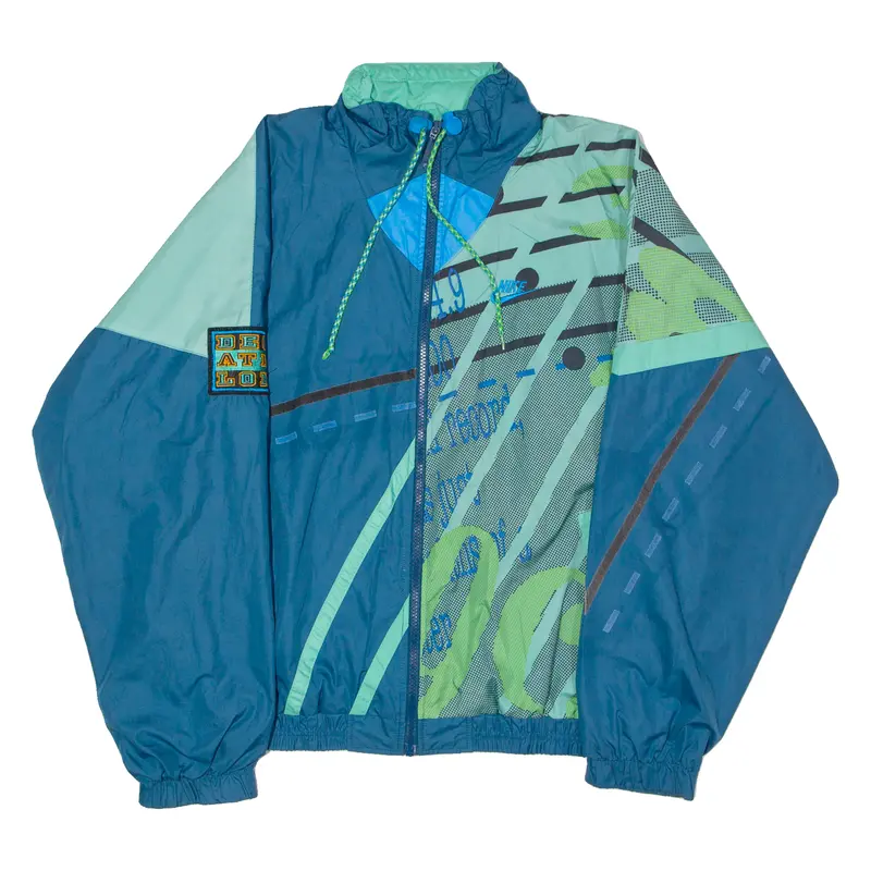 Nike Mens Windbreaker Jacket Blue 90S Crazy Pattern M 1