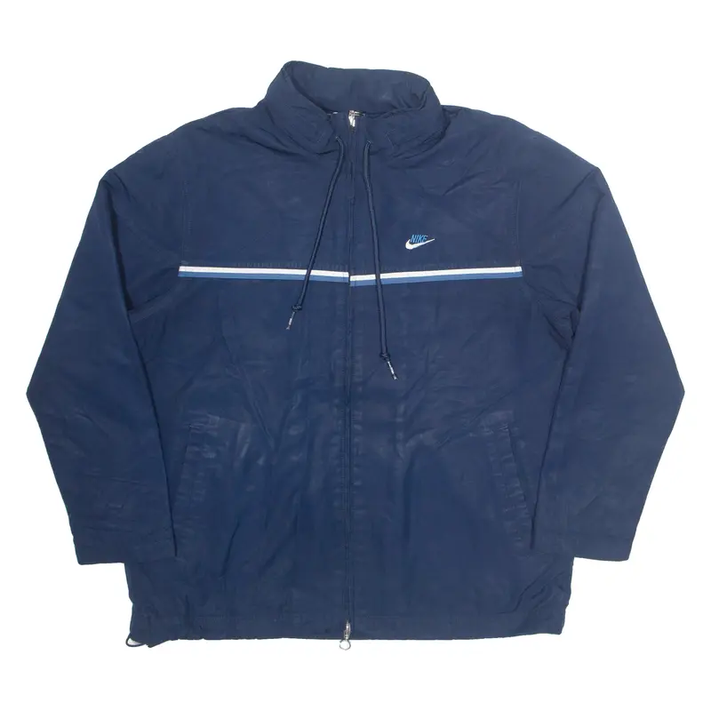 Nike Mens Windbreaker Jacket Blue Hooded L 1