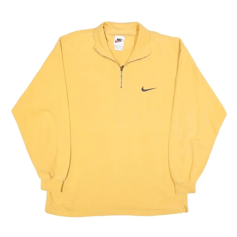 Nike Mens Yellow 1/4 Zip Sweatshirt M Cotton Blend Pullover Casual Sportswear 1