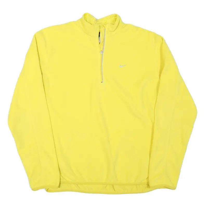 Nike Mens Yellow Zip Up Jacket L Polyester Blend Plain Sport Activewear 1