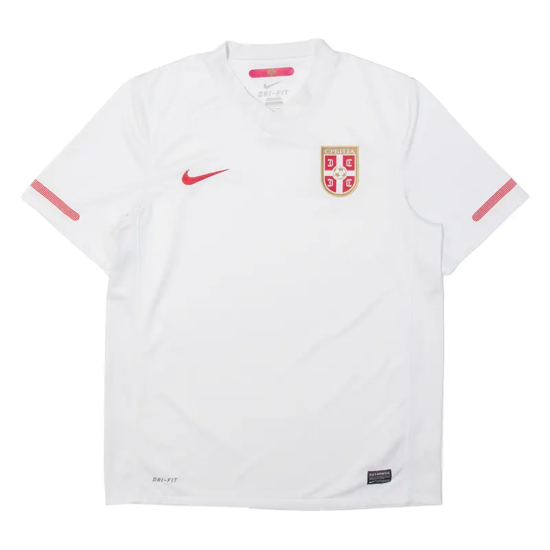 Nike Serbia Mens Football Shirt T-Shirt White V-Neck M 1