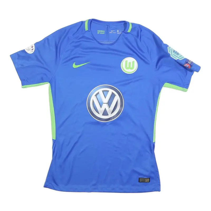 Nike Signed Mens Blue & Green Football Shirt M Short Sleeve Dickenmann 21 1